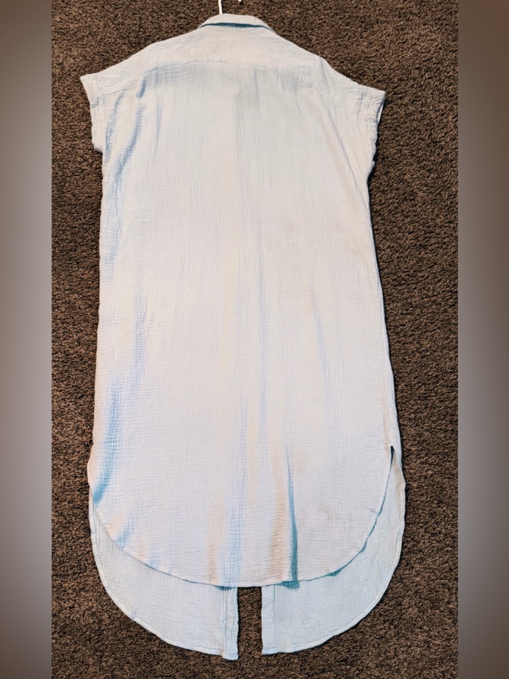 Light Blue Button-Front Swim Cover-Up Maxi - Picture 9 of 11